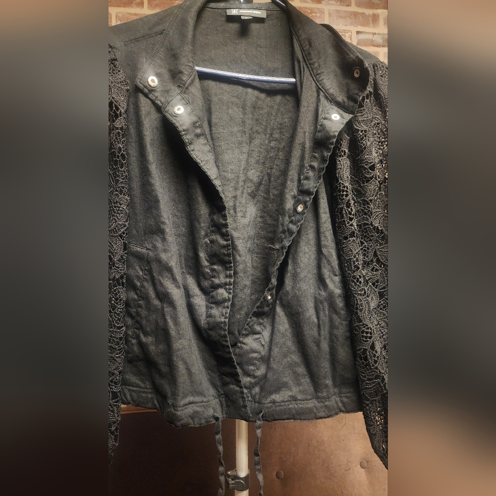 INC International Concepts Black Lace Sleeve Utility Jacket - Picture 4 of 4